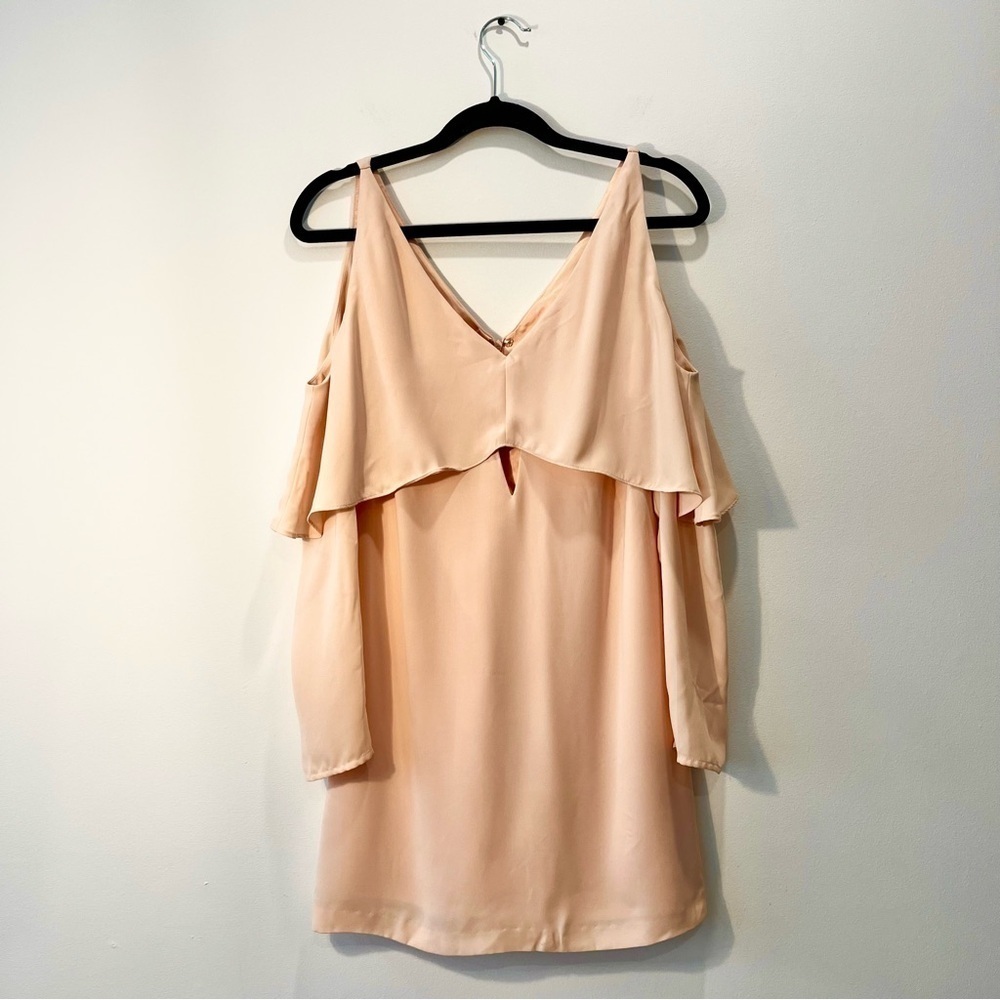 Marciano Peach Pink Long Sleeve Ruffled Mini Summer Party Cocktail Dress XS - Picture 5 of 8